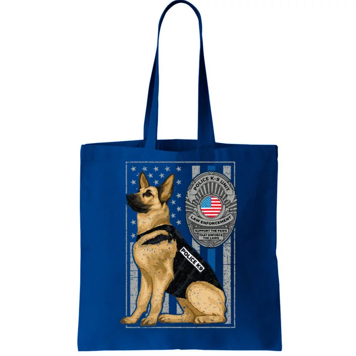 Police K9 Unit German Shepherd Dog Thin Blue Line Tote Bag