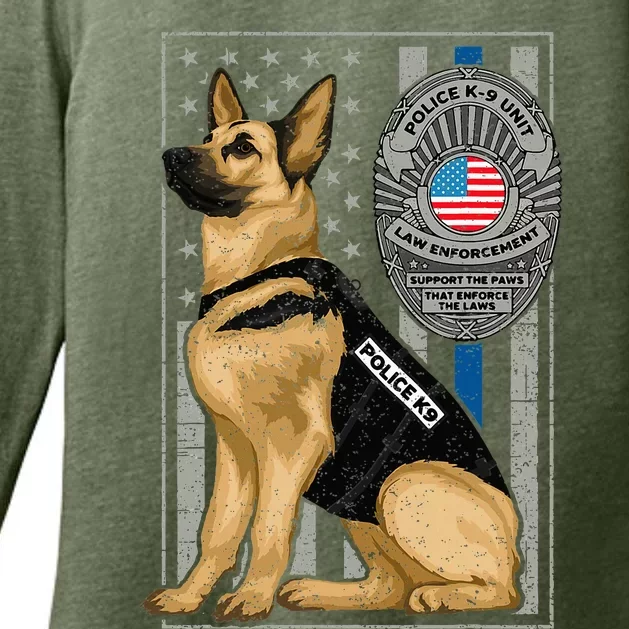 Police K9 Unit German Shepherd Dog Thin Blue Line Womens CVC Long Sleeve Shirt