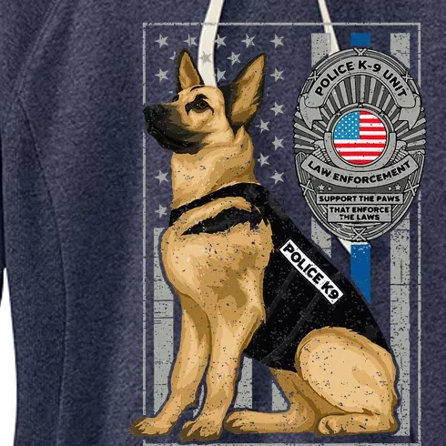 Police K9 Unit German Shepherd Dog Thin Blue Line Women's Fleece Hoodie