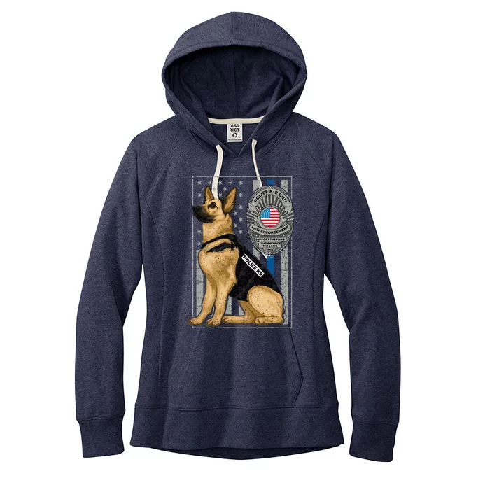 Police K9 Unit German Shepherd Dog Thin Blue Line Women's Fleece Hoodie