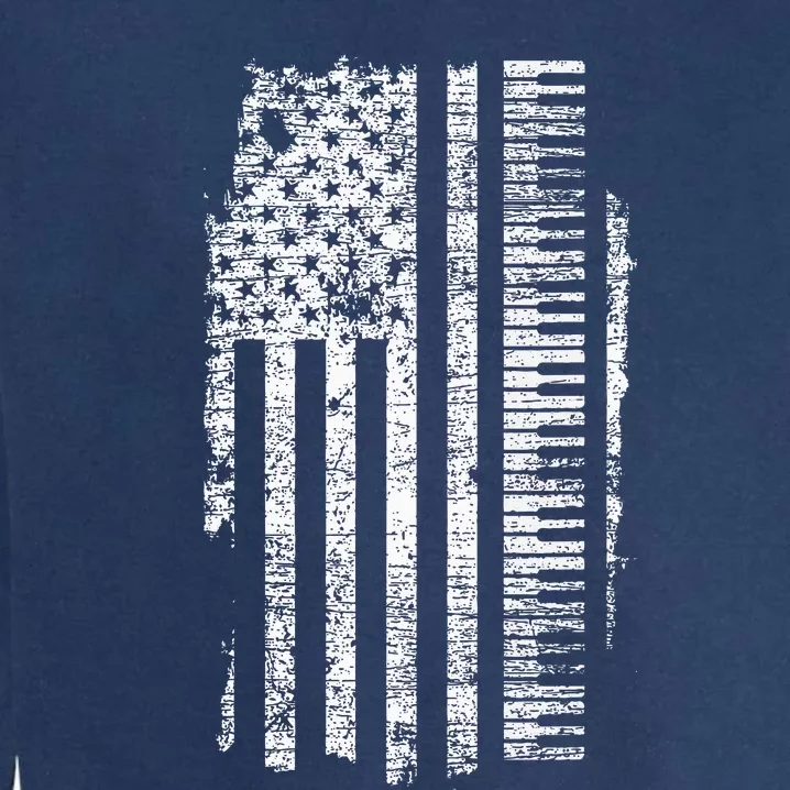 Piano Keyboard USA Flag Pianist Gifts Music Garment-Dyed Sweatshirt