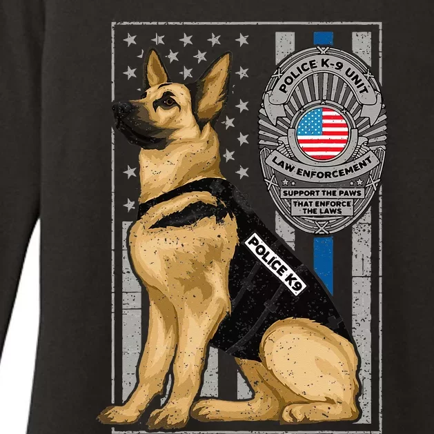 Police K9 Unit German Shepherd Dog Thin Blue Line Womens CVC Long Sleeve Shirt