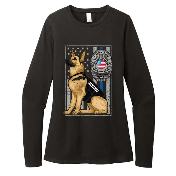 Police K9 Unit German Shepherd Dog Thin Blue Line Womens CVC Long Sleeve Shirt