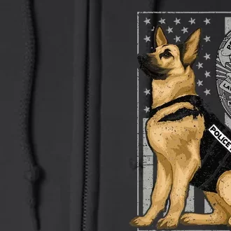 Police K9 Unit German Shepherd Dog Thin Blue Line Full Zip Hoodie