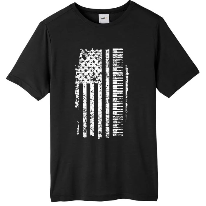 Piano Keyboard USA Flag Pianist Gifts Music ChromaSoft Performance T-Shirt