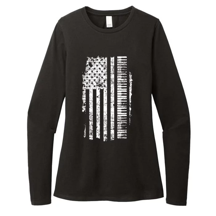 Piano Keyboard USA Flag Pianist Gifts Music Womens CVC Long Sleeve Shirt