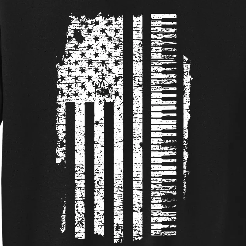 Piano Keyboard USA Flag Pianist Gifts Music Tall Sweatshirt