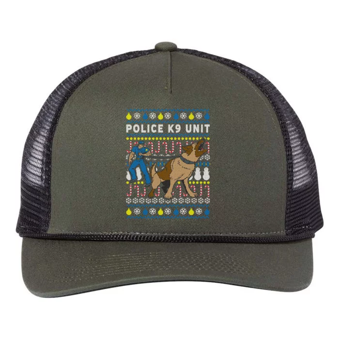 Police K9 Unit Gift For Christmas Retro Rope Trucker Hat Cap