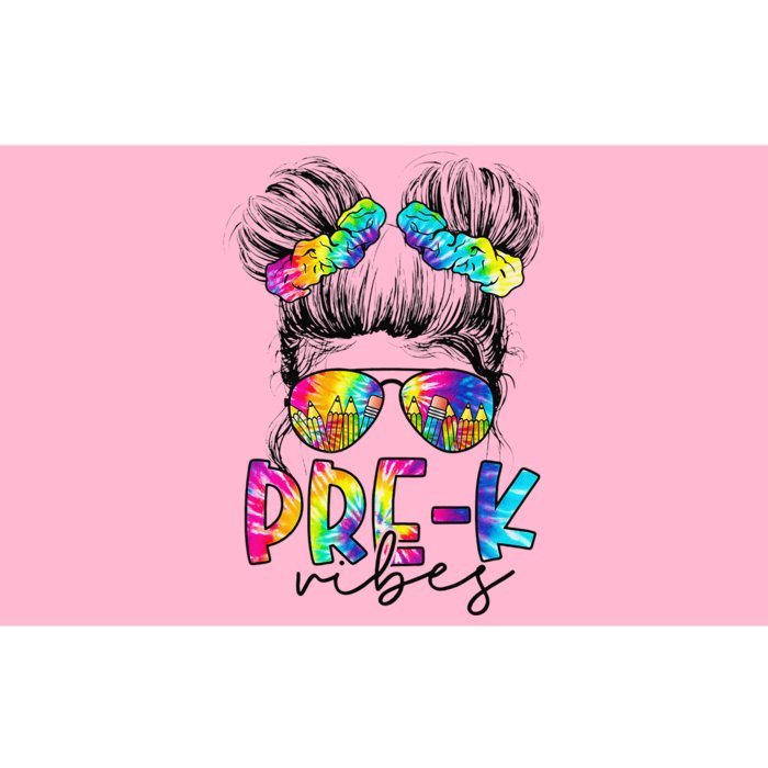 Pre K Vibes Messy Bun Back To School First Day Tie Dye Bumper Sticker