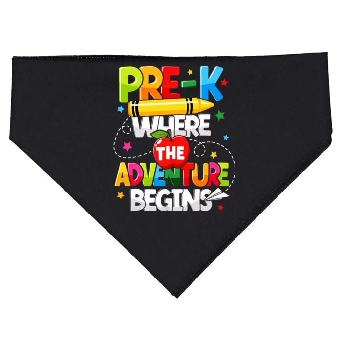 Pre K Where The Adventure Begins Back To School Teacher USA-Made Doggie Bandana