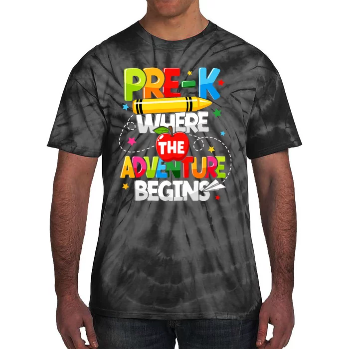 Pre K Where The Adventure Begins Back To School Teacher Tie-Dye T-Shirt