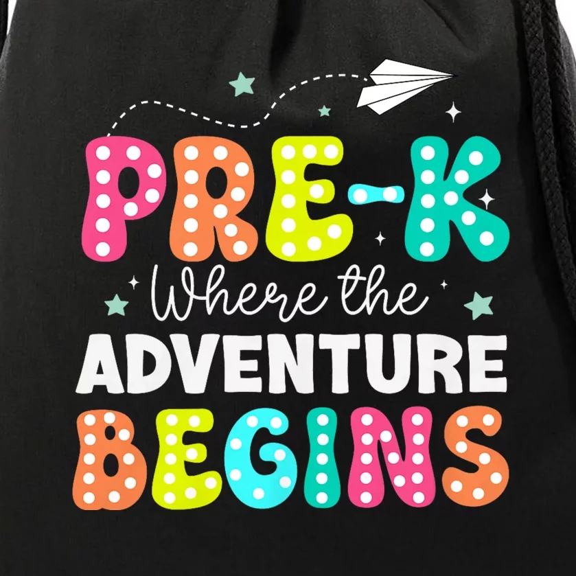 Pre K Where The Adventure Begins Back To School Teacher Drawstring Bag