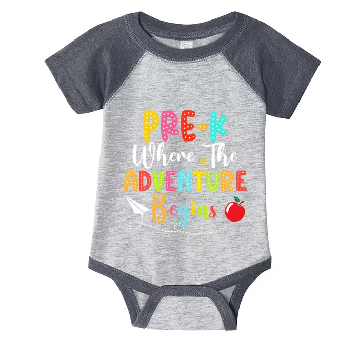 Pre K Where The Adventure Begins Back To School Teacher Infant Baby Jersey Bodysuit