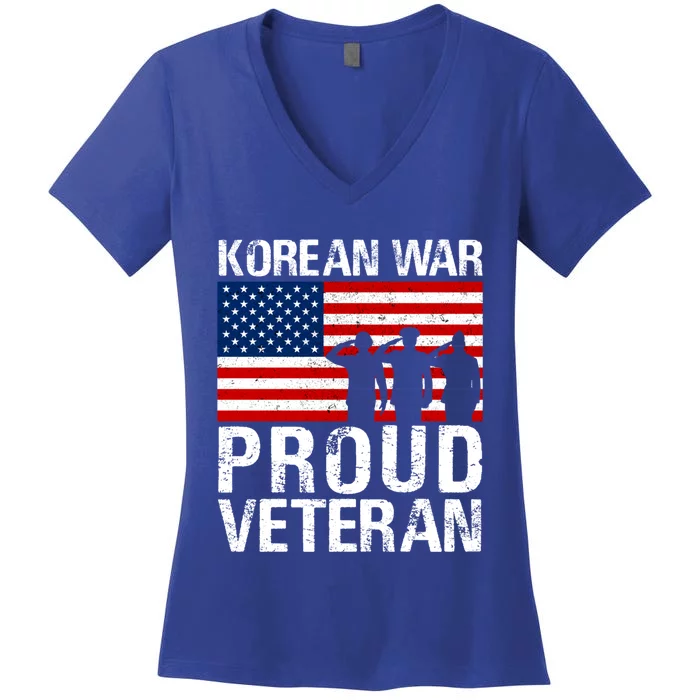 Proud Korean War Veteran Funny Gift Military Women's V-Neck T-Shirt