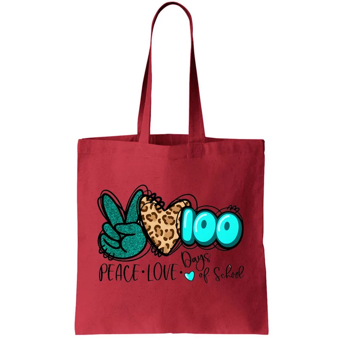 Peace Love 100 Days Of School Tote Bag