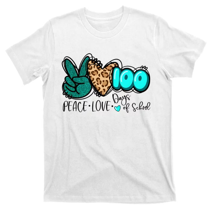 Peace Love 100 Days Of School T-Shirt