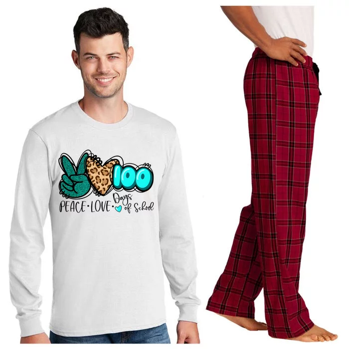 Peace Love 100 Days Of School Long Sleeve Pajama Set