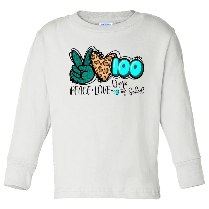 Peace Love 100 Days Of School Toddler Long Sleeve Shirt