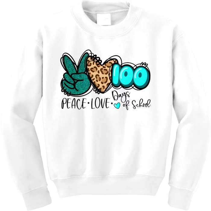 Peace Love 100 Days Of School Kids Sweatshirt