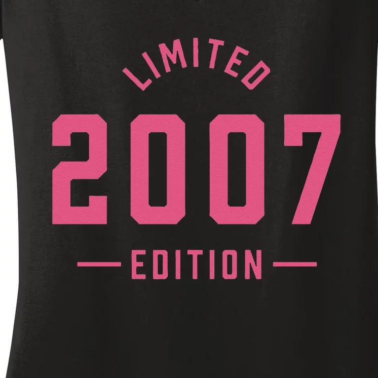 Pink Limited 2007 Edition Sweet 16th Birthday Teen Girl Women's V-Neck T-Shirt