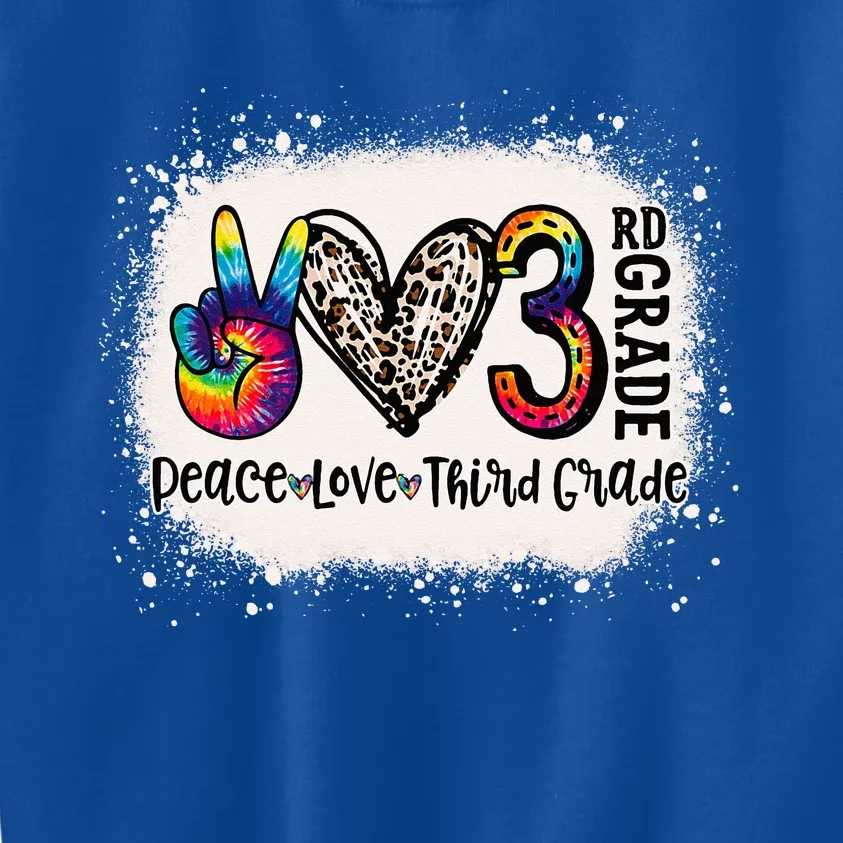 Peace Love 3rd Grade Teacher Back To School Bleached Kids Sweatshirt