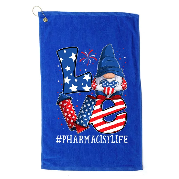 Pharmacist Love 4th Of July Gnome Usa Patriotic Great Gift Platinum Collection Golf Towel