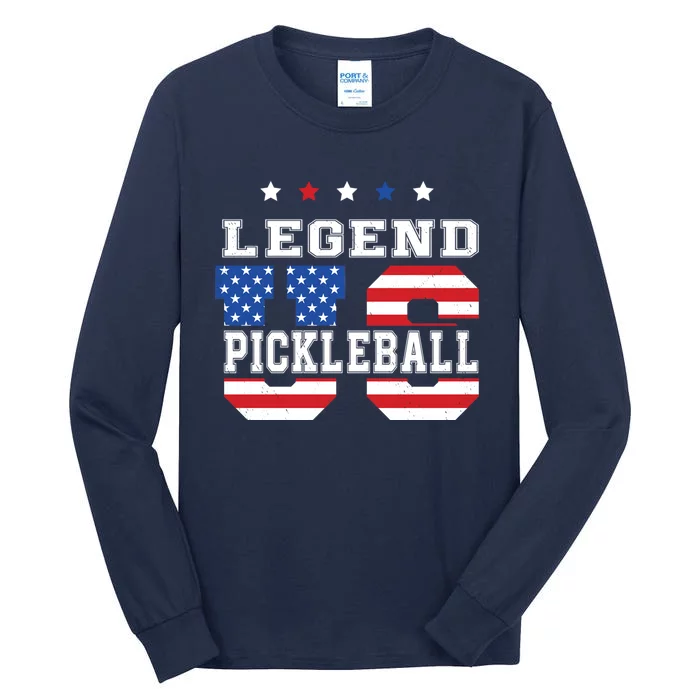 Pickleball Legend 4th Of July Pickleball Us American Flag Tall Long Sleeve T-Shirt