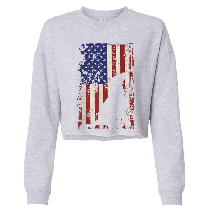 Patriotic Labrador 4th Of July American Flag Cropped Pullover Crew