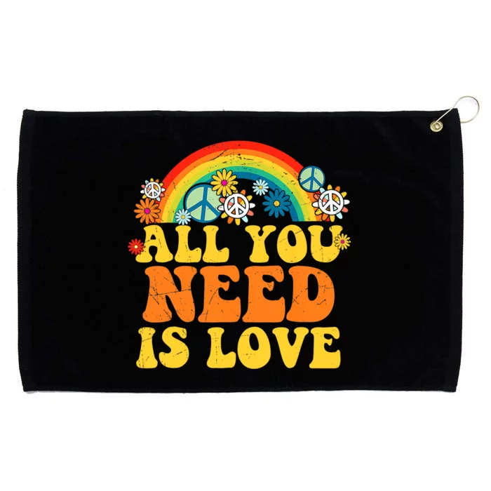 PEACE LOVE 60s 70s Tie Dye Groovy Hippie Costume Grommeted Golf Towel