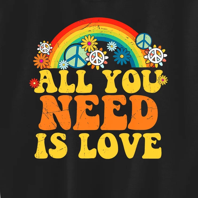 PEACE LOVE 60s 70s Tie Dye Groovy Hippie Costume Kids Sweatshirt