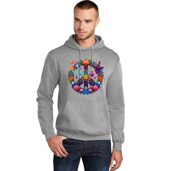 Peace Love 60S 70S Groovy Costume Colorful Flowers Tall Hoodie