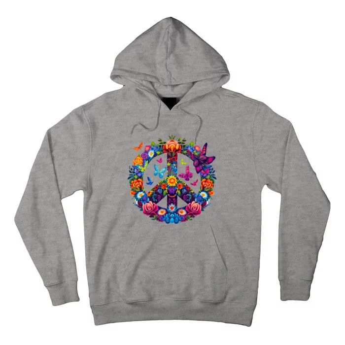 Peace Love 60S 70S Groovy Costume Colorful Flowers Tall Hoodie