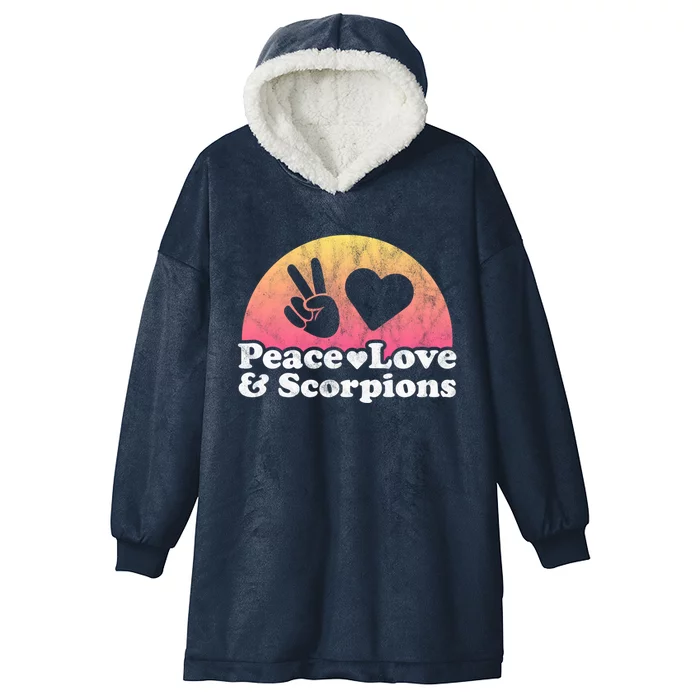 Peace Love And Scorpions Scorpion Gift Hooded Wearable Blanket