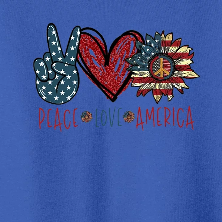 Peace Love America Sunflower Hippie 4th Of July Cool Gift Toddler T-Shirt