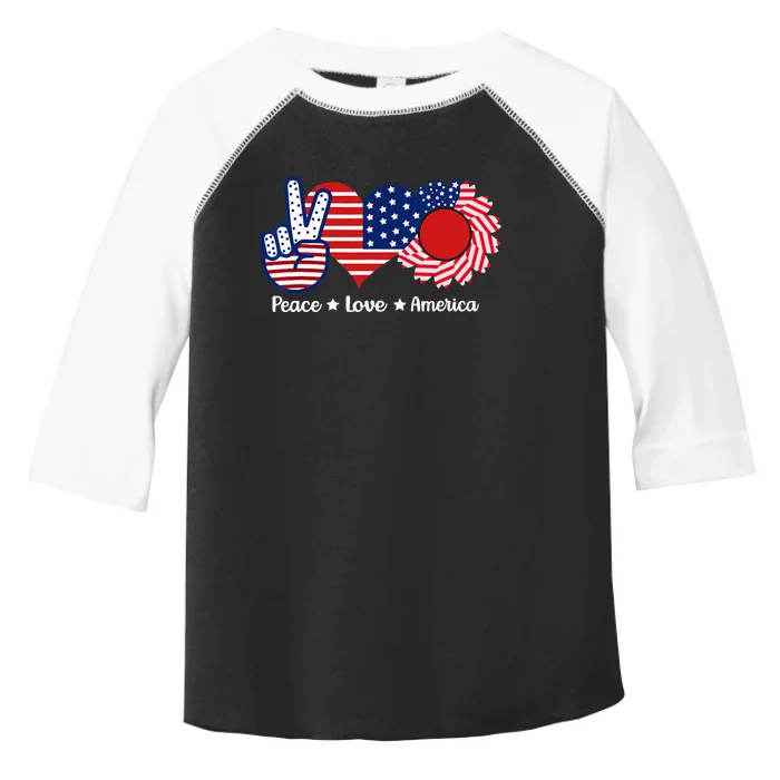 Peace Love America US Flag Fourth Wo 4th Of July Toddler Fine Jersey T-Shirt