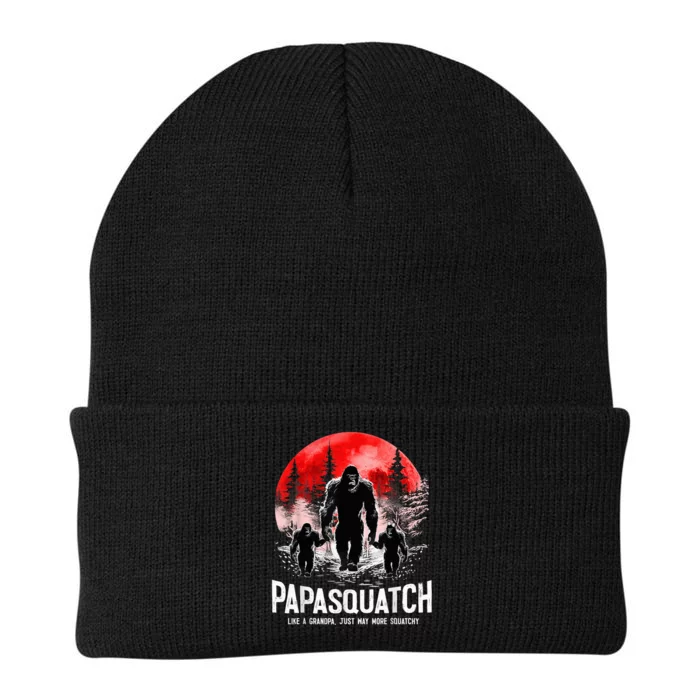 Papasquatch Like A Grandpa Just Way More Squatchy Funny PAPA Knit Cap Winter Beanie