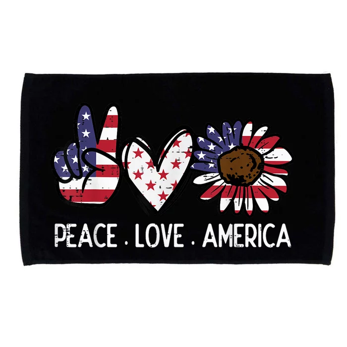 Peace Love America US Flag Fourth Womens 4th Of July Patriot Microfiber Hand Towel