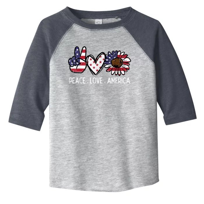 Peace Love America US Flag Fourth Womens 4th Of July Patriot Toddler Fine Jersey T-Shirt