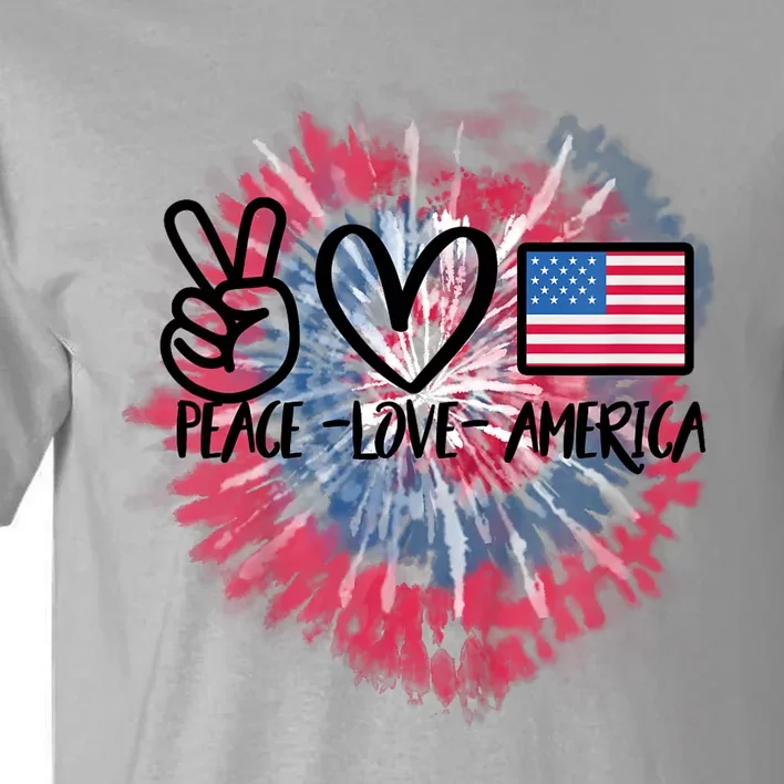 Peace Love America Tie Dye 4th Of July Girl US Flag Tall T-Shirt