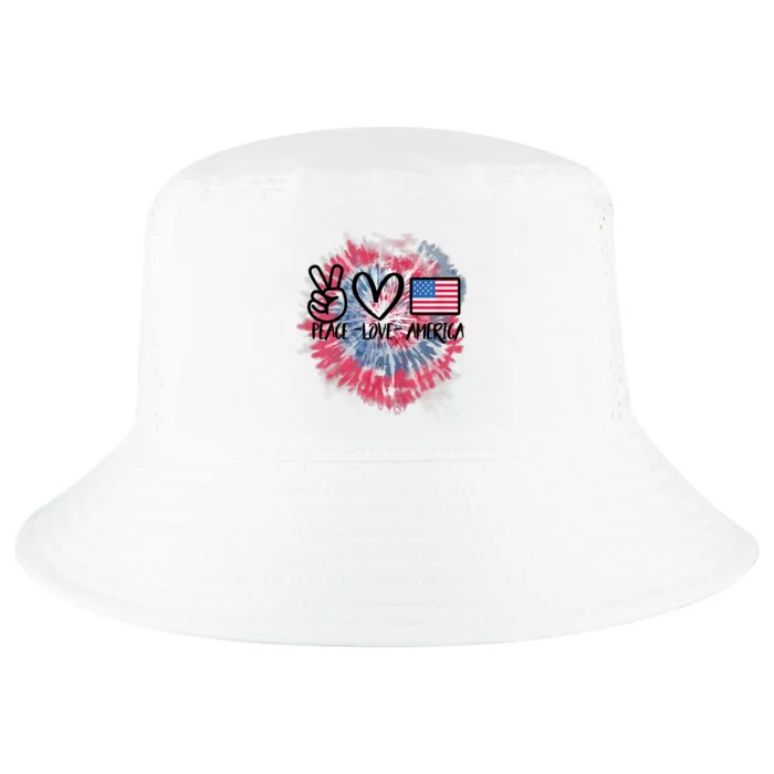 Peace Love America Tie Dye 4th Of July Girl US Flag Cool Comfort Performance Bucket Hat