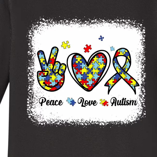 Peace Love Autism Awareness Cute Mom Girl Baby Long Sleeve Bodysuit