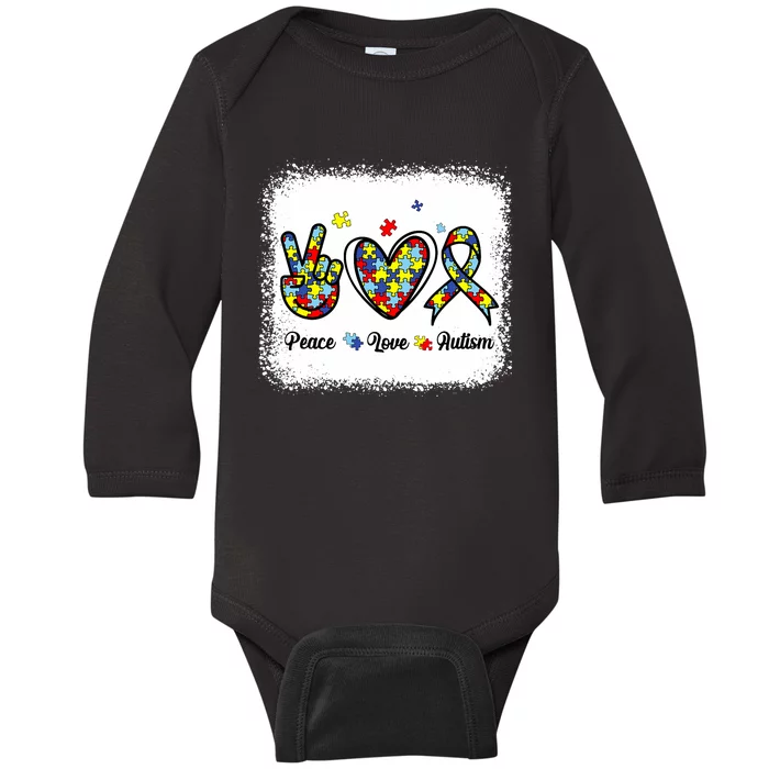 Peace Love Autism Awareness Cute Mom Girl Baby Long Sleeve Bodysuit