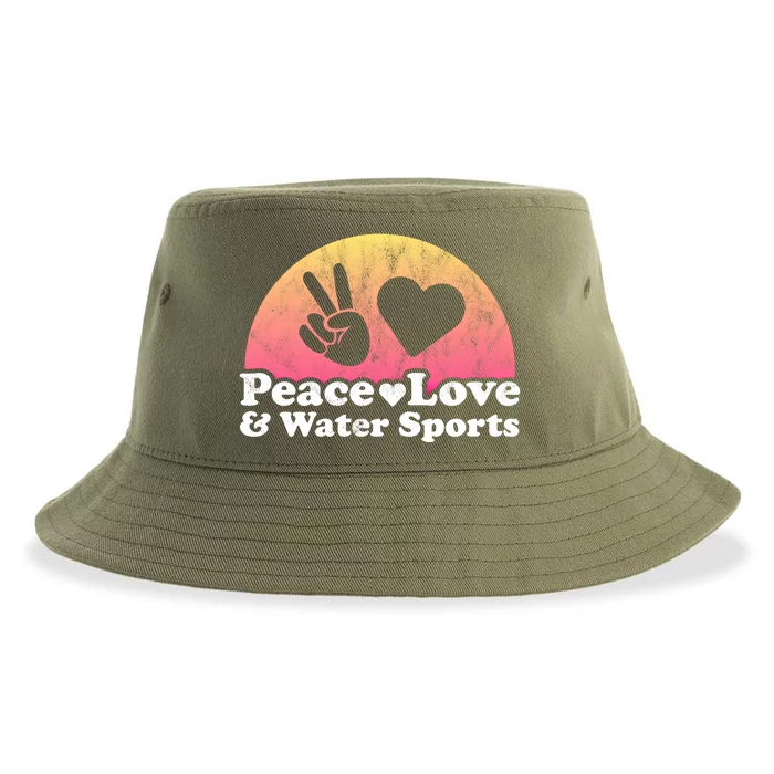 Peace Love And Water Sports Water Sport Gift Sustainable Bucket Hat