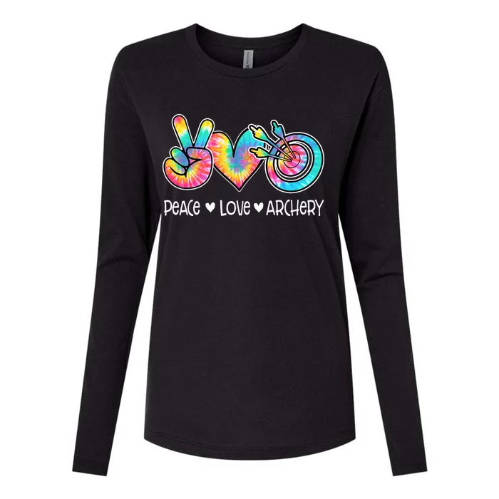 Peace Love Archery Heart Tie Dye Womens Cotton Relaxed Long Sleeve T-Shirt