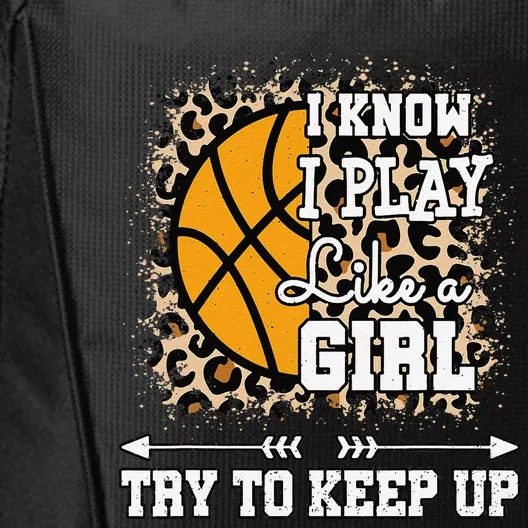 Play Like A Girl Funny Leopard Print Women Girl Basketball City Backpack