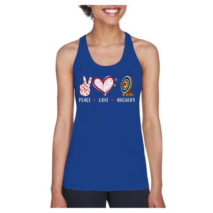 Peace Love Archery Target Gifts Women Archers Women's Racerback Tank