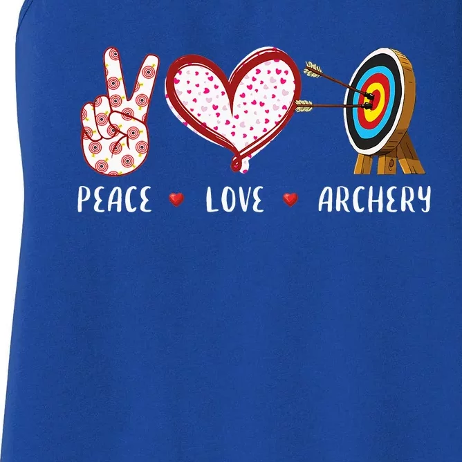 Peace Love Archery Target Gifts Women Archers Women's Racerback Tank