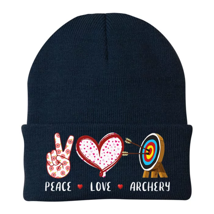 Peace Love Archery Target Gifts Women Archers Knit Cap Winter Beanie