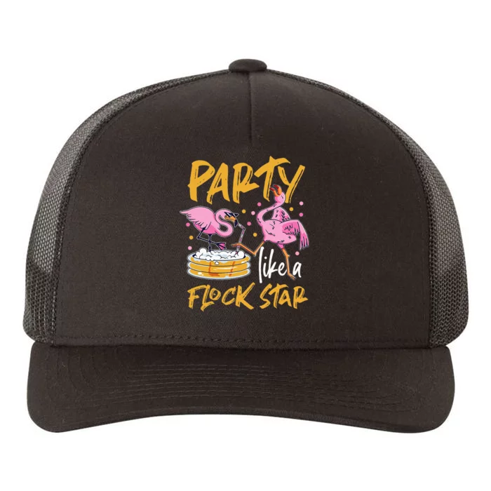 Party Like A Flock Star Flamingos In Kiddie Pool Yupoong Adult 5-Panel Trucker Hat