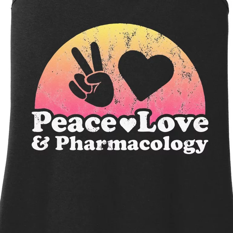 Peace Love and Pharmacology Pharmacist Ladies Essential Tank